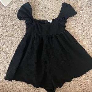 Princess Polly black puff sleeve romper